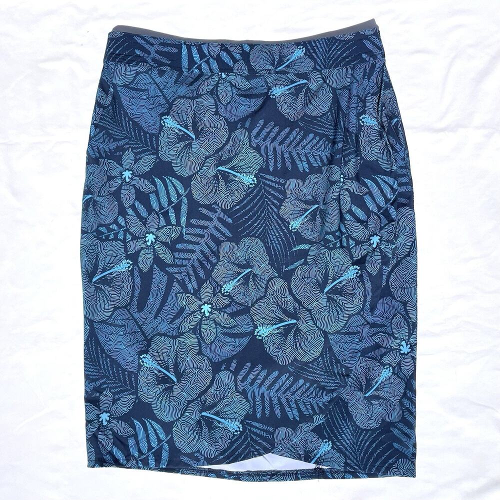 Classic Navy Blue Floral Pencil Skirt